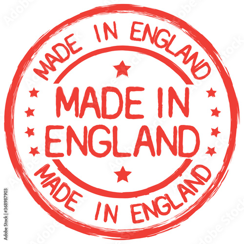 Made In England. Red Rubber Stamp.
