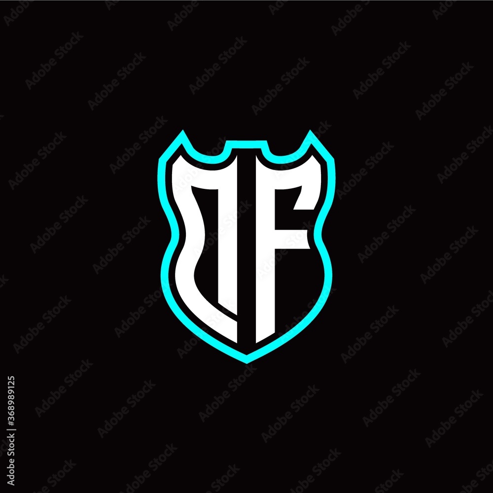 D F initial logo design with shield shape D F initial logo design with shield shape