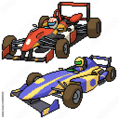 pixel art set isolated race car photo