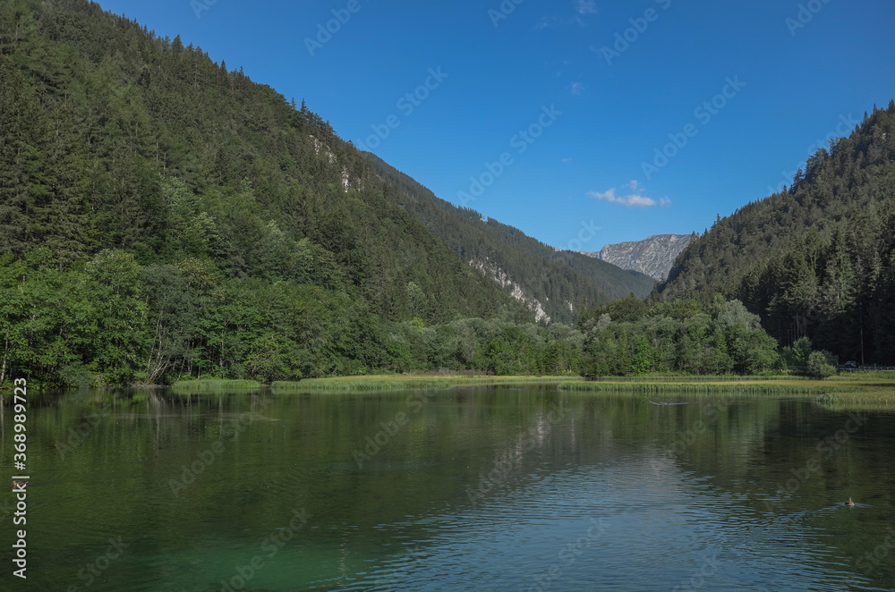 Beautiful turquoise lake in Austrian mountains