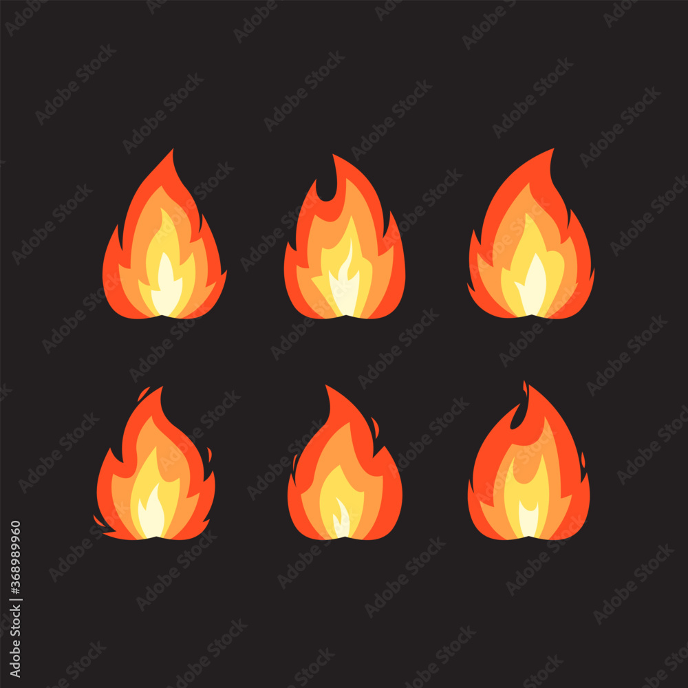 Fire Isolated vector icon collection bonfire logo design illustration