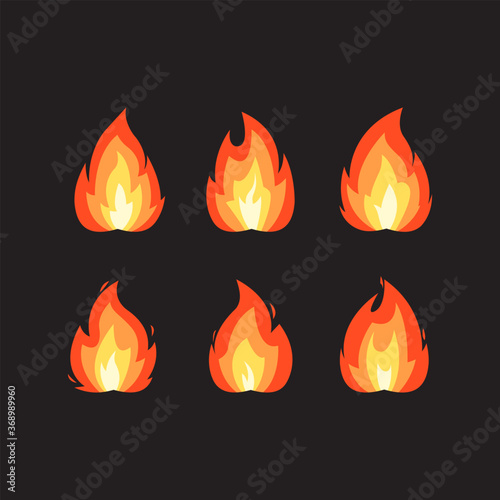 Fotografia Fire Isolated vector icon collection bonfire logo design illustration