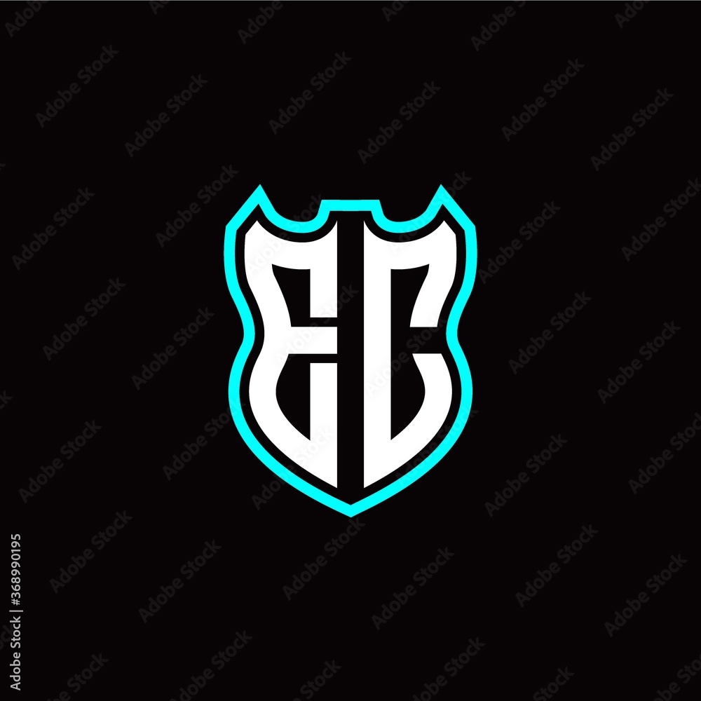 E C initial logo design with shield shape E C initial logo design with shield shape