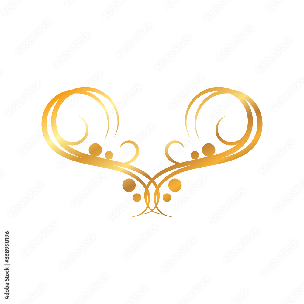 golden floral ornament on white background