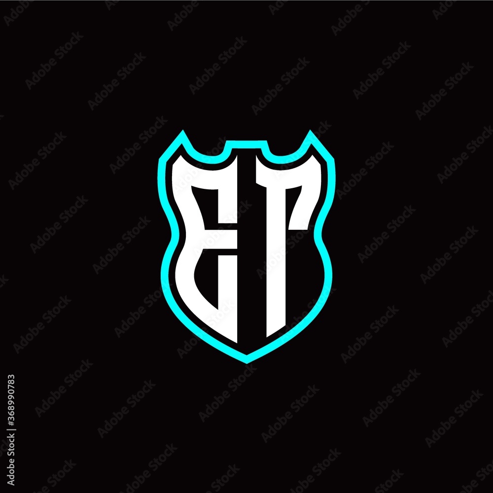 E T initial logo design with shield shape E T initial logo design with shield shape