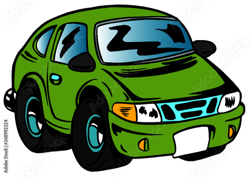 Classic Old SAAB car cartoon style