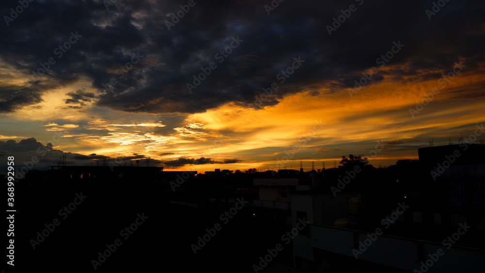 evening golden color clouds sunset