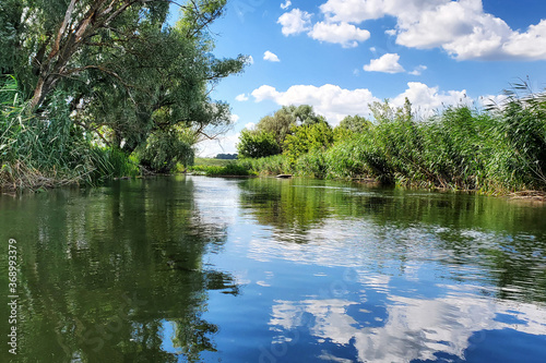 River landscape and water reflections