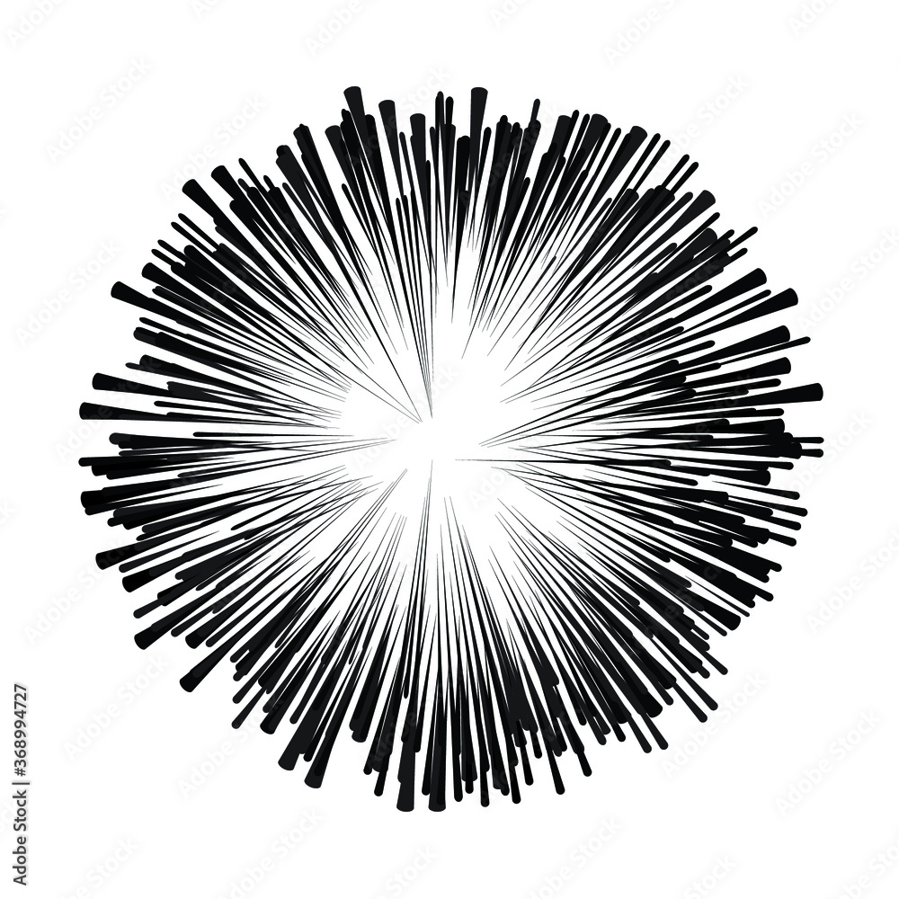 Obraz premium Radial speed Lines in Circle Form for comic books . fireworks Explosion background . Vector Illustration . Starburst round Logo . Circular Design element . Abstract Geometric star rays . Sunburst .