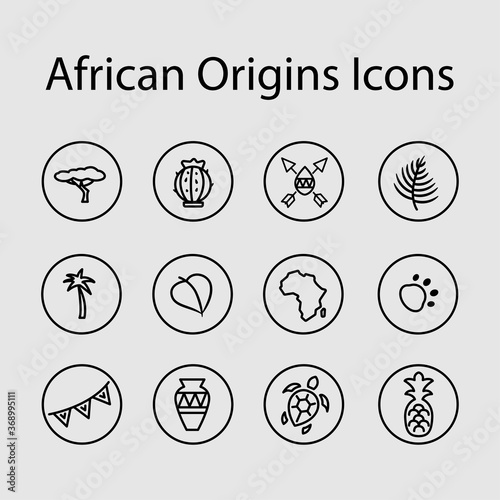 Set of African contour icons used for social media, shops, web sites