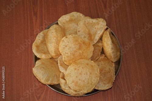 break fast poori on a plate photo