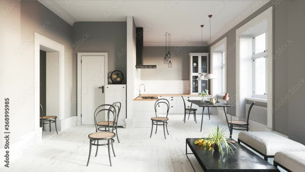 Interior animation. Stopmotion interior. Home interior stopmotion. 3d visualization.