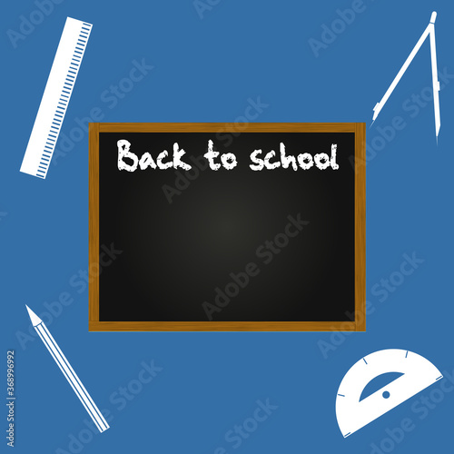 Back to school blackboard on blue background