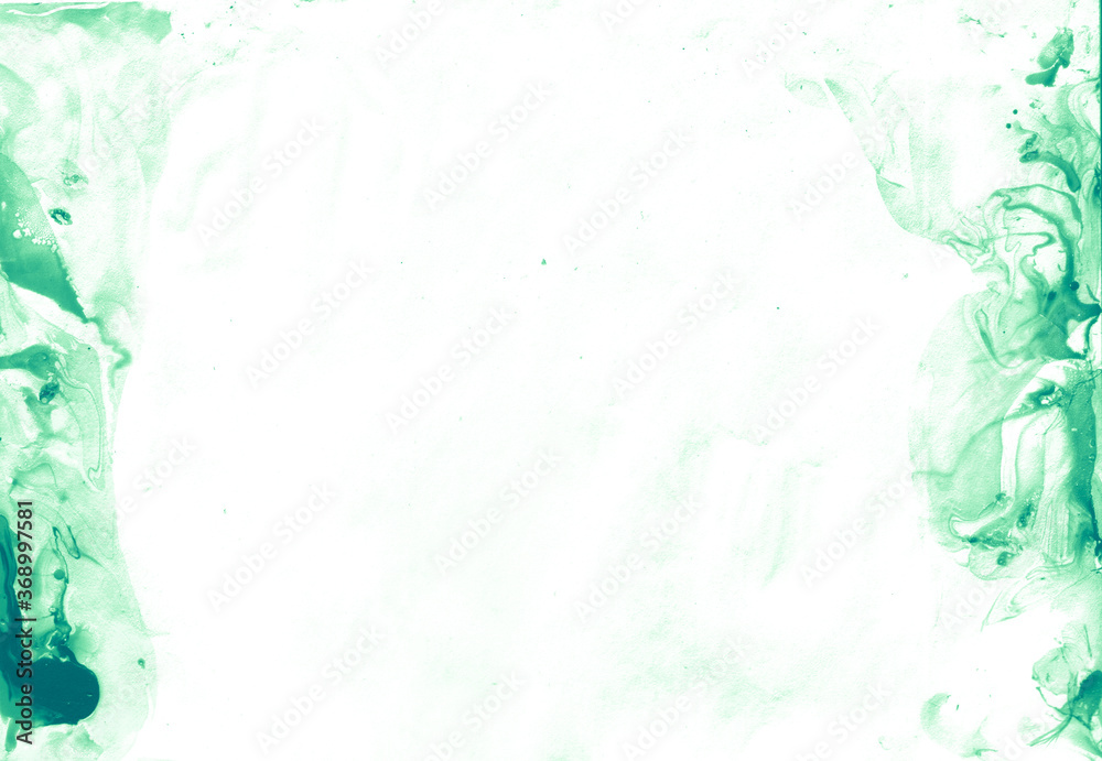 Fototapeta premium Green Textured Oil Backdrop, Tribal Color . Light Grunge Mixed Ebru, Mixed Paint Flow, Pastel Green Watercolor . Aquamarine Liquid Dyed Drops