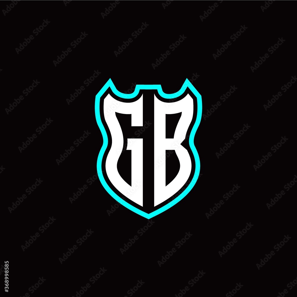 G B initial logo design with shield shape