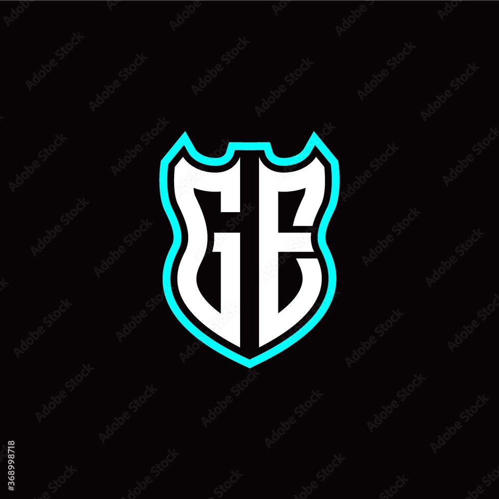 G E initial logo design with shield shape G E initial logo design with shield shape