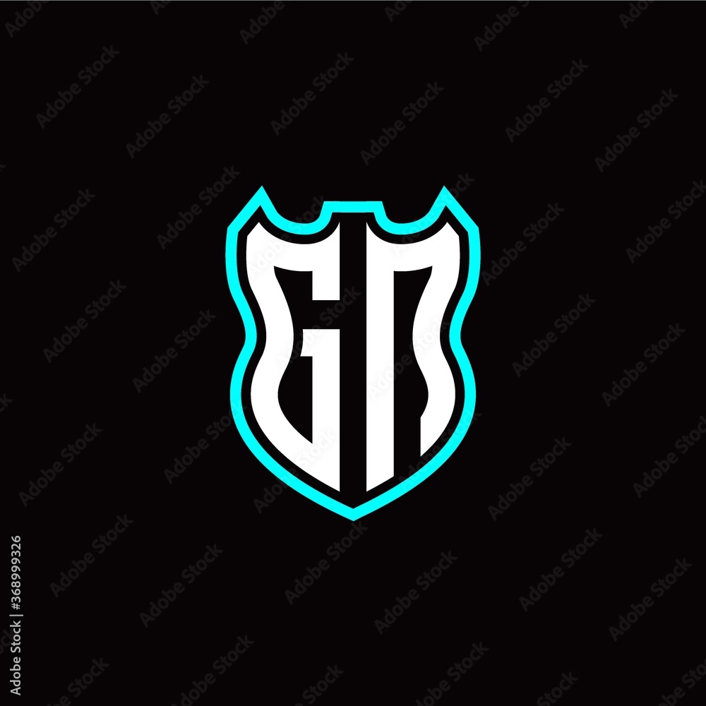 G N initial logo design with shield shape G N initial logo design with shield shape