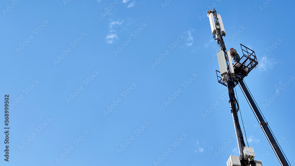 Service service to the cellular tower. color Service service to the cellular tower. color