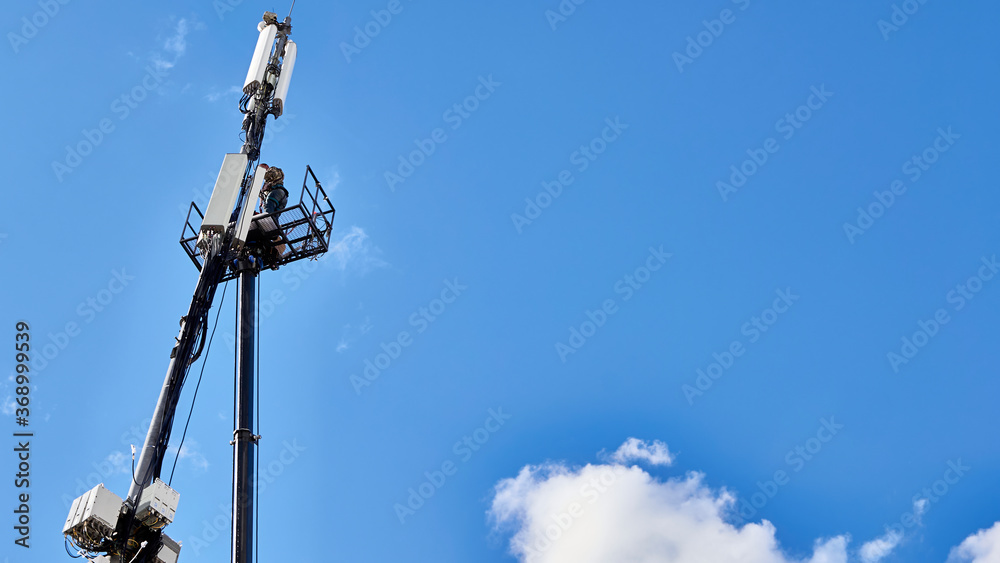 Service service to the cellular tower. color Service service to the cellular tower. color
