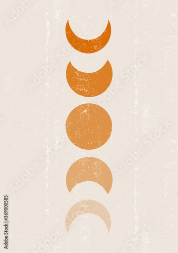 Background with Moon phases print boho minimalist printable wall art