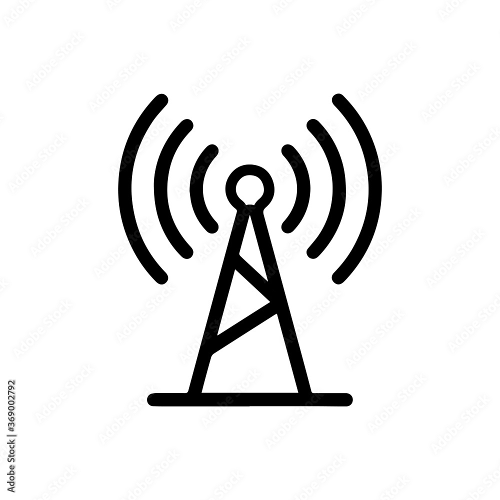 vector illustration of network antenna and wifi outline icon vector illustration of network antenna and wifi outline icon