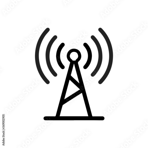 vector illustration of network antenna and wifi outline icon
