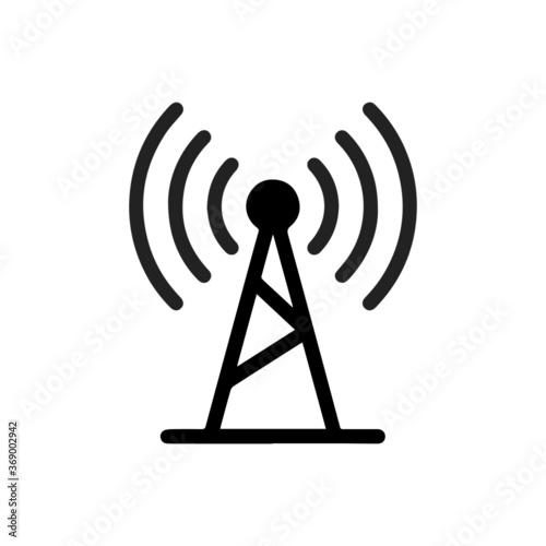 vector illustration of network antenna and wifi glyph icon