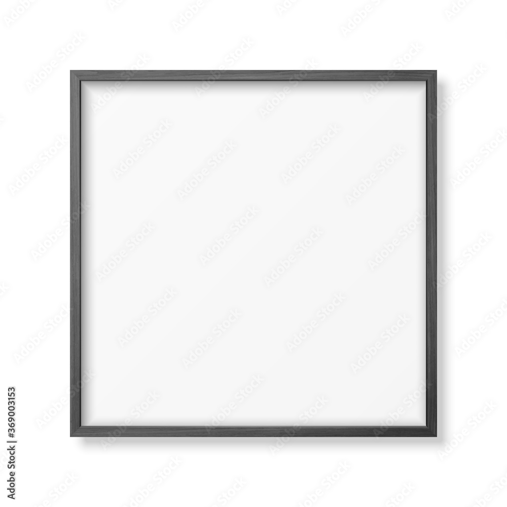 Vector 3d Realistic Square Black Wooden Simple Modern Frame Icon Closeup Isolated on White. It can be used for presentations. Design Template for Mockup, Front View