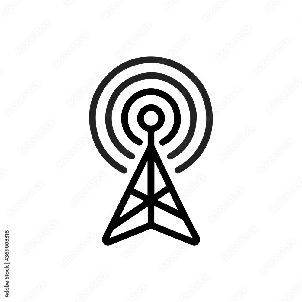 vector illustration of network antenna and wifi outline icon vector illustration of network antenna and wifi outline icon