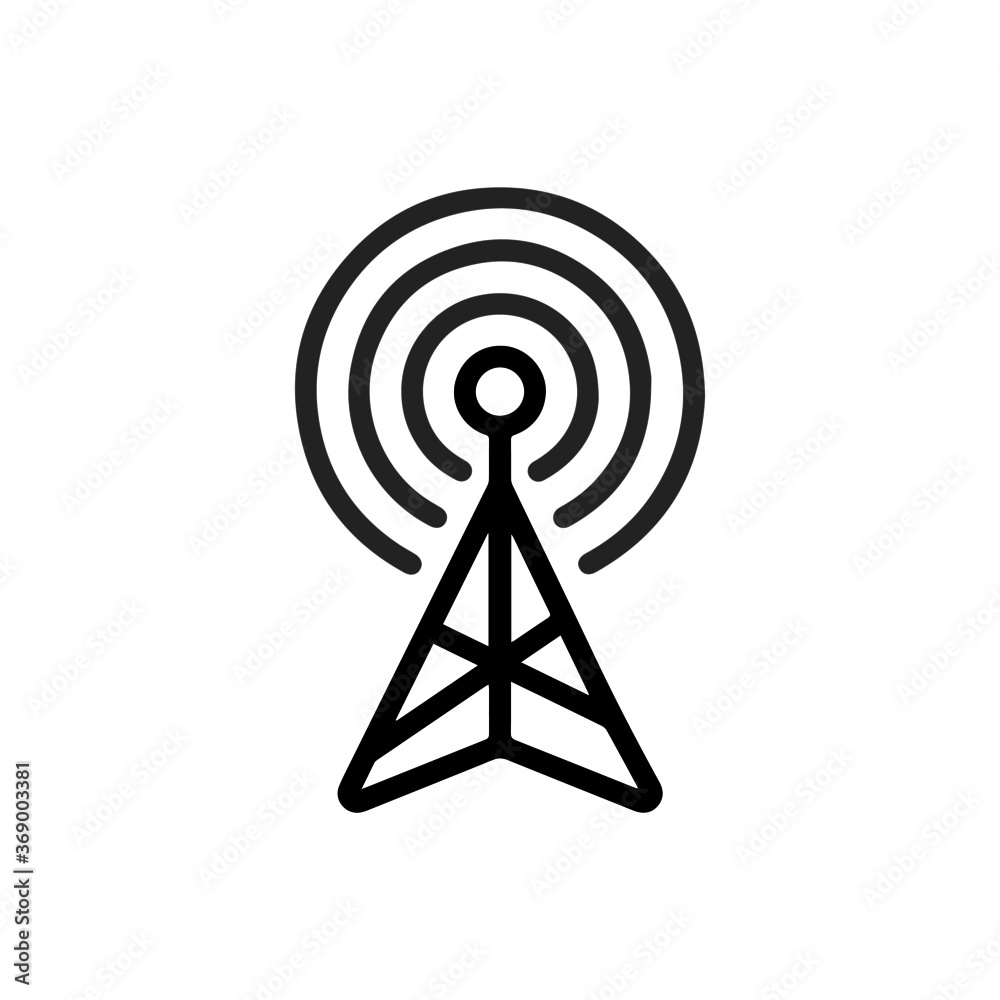 vector illustration of network antenna and wifi outline icon vector illustration of network antenna and wifi outline icon