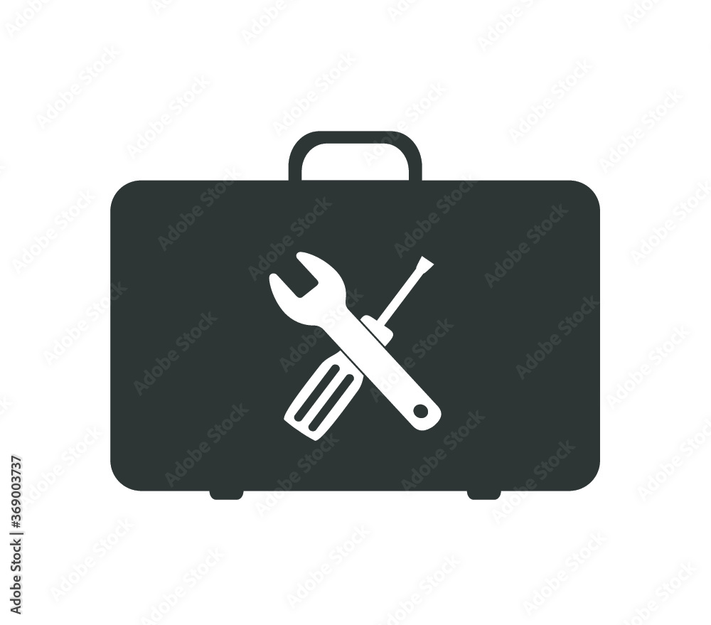 Repair icon. Repair center. Instrumentation for repair work. Toolbox icon. repair suitcase tool vector design. Repair icon. Repair center. Instrumentation for repair work. Toolbox icon. repair suitcase tool vector design.