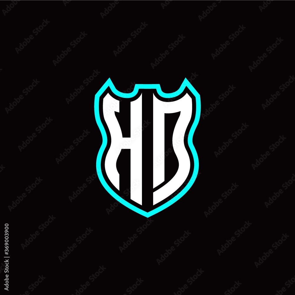 H D initial logo design with shield shape H D initial logo design with shield shape