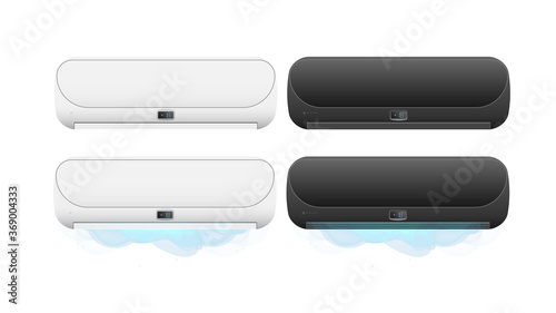Set of air conditioners 3d. Realistic vector air conditioner.