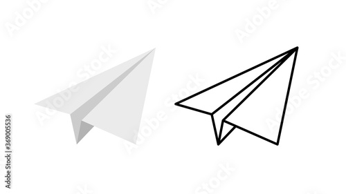 Paper plane vector icon set. Origami paper airplane illustration isolated outline