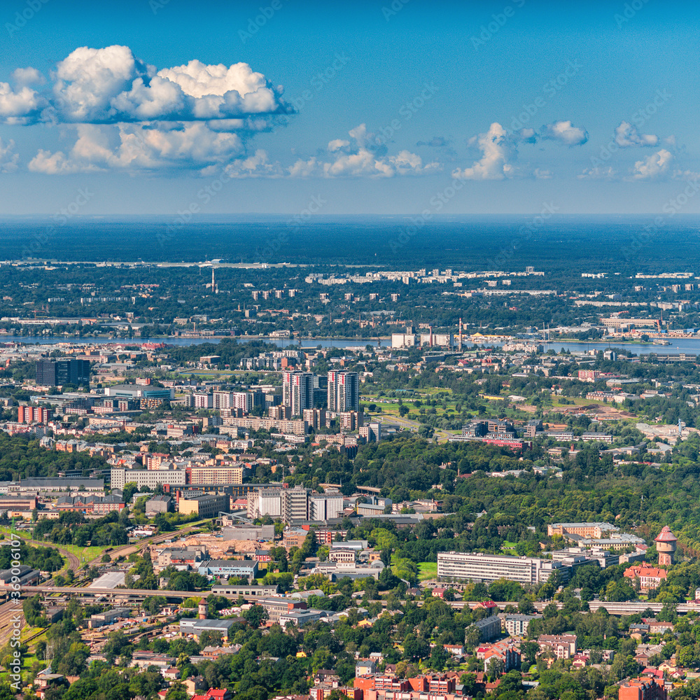 Naklejka premium aerial view over the Riga city