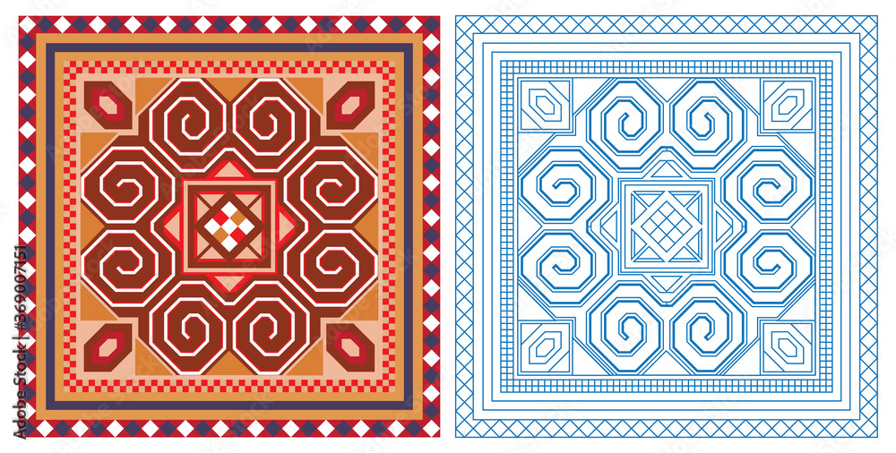 Vietnamese brocade pattern (5) - tile pattern style