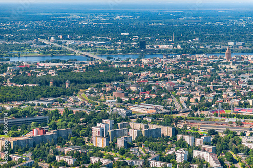 aerial view over the Riga city