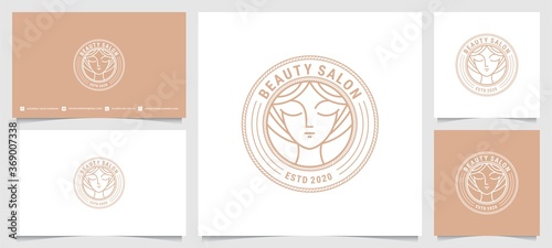 modern woman hair salon logo with flower combination