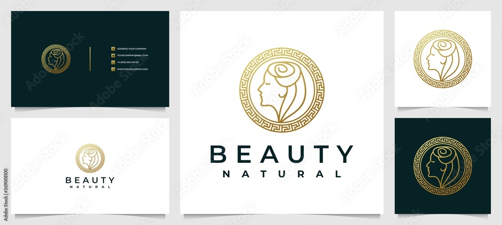 modern woman hair salon logo with flower combination