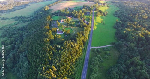 The most beautiful places in Lithuania from the air - Samogitia, Kalnalis. Observation tower in the forest. Summer evening. Long shadows - 5
