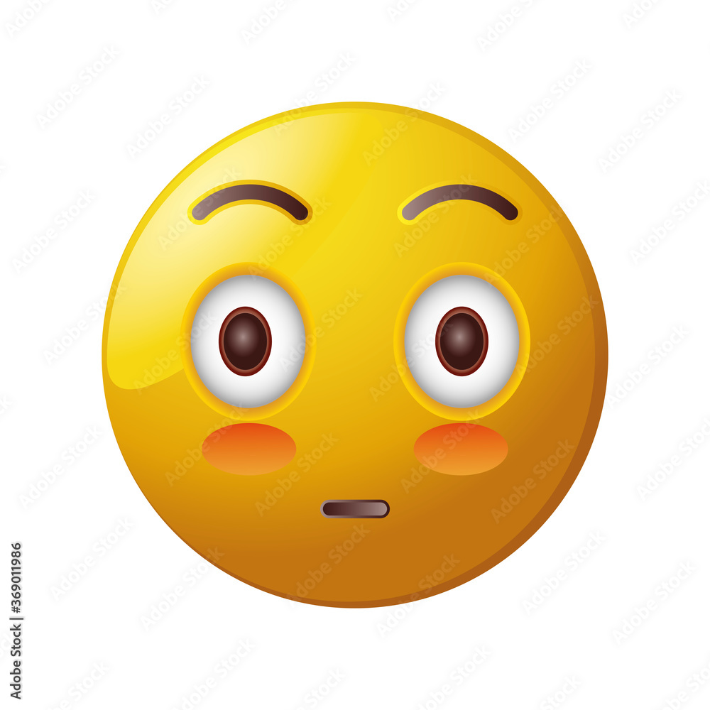 surprised emoticon in white background surprised emoticon in white background