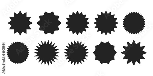 Starburst sticker set - collection of special offer sale round shaped sunburst labels and badges.