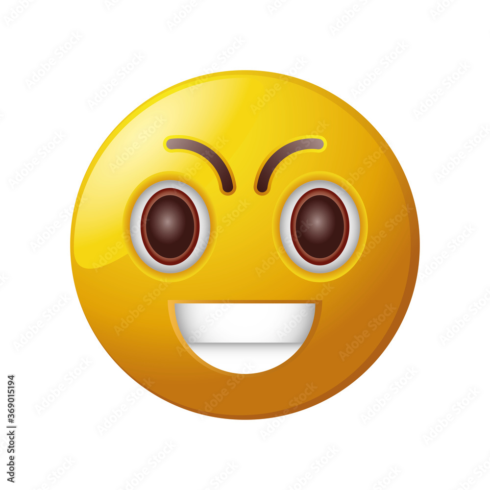 angry emoticon in white background angry emoticon in white background