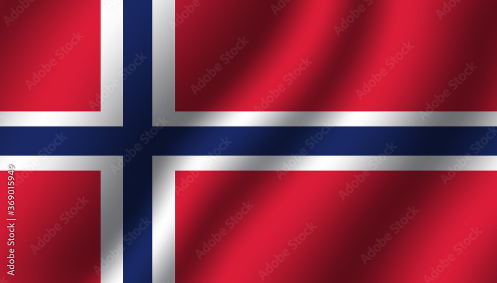 Fototapeta premium norway national wavy flag vector illustration