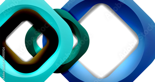 Square geometric vector abstract background, dynamic modern minimal template. Multicolored square shapes with round corners overlapping each other