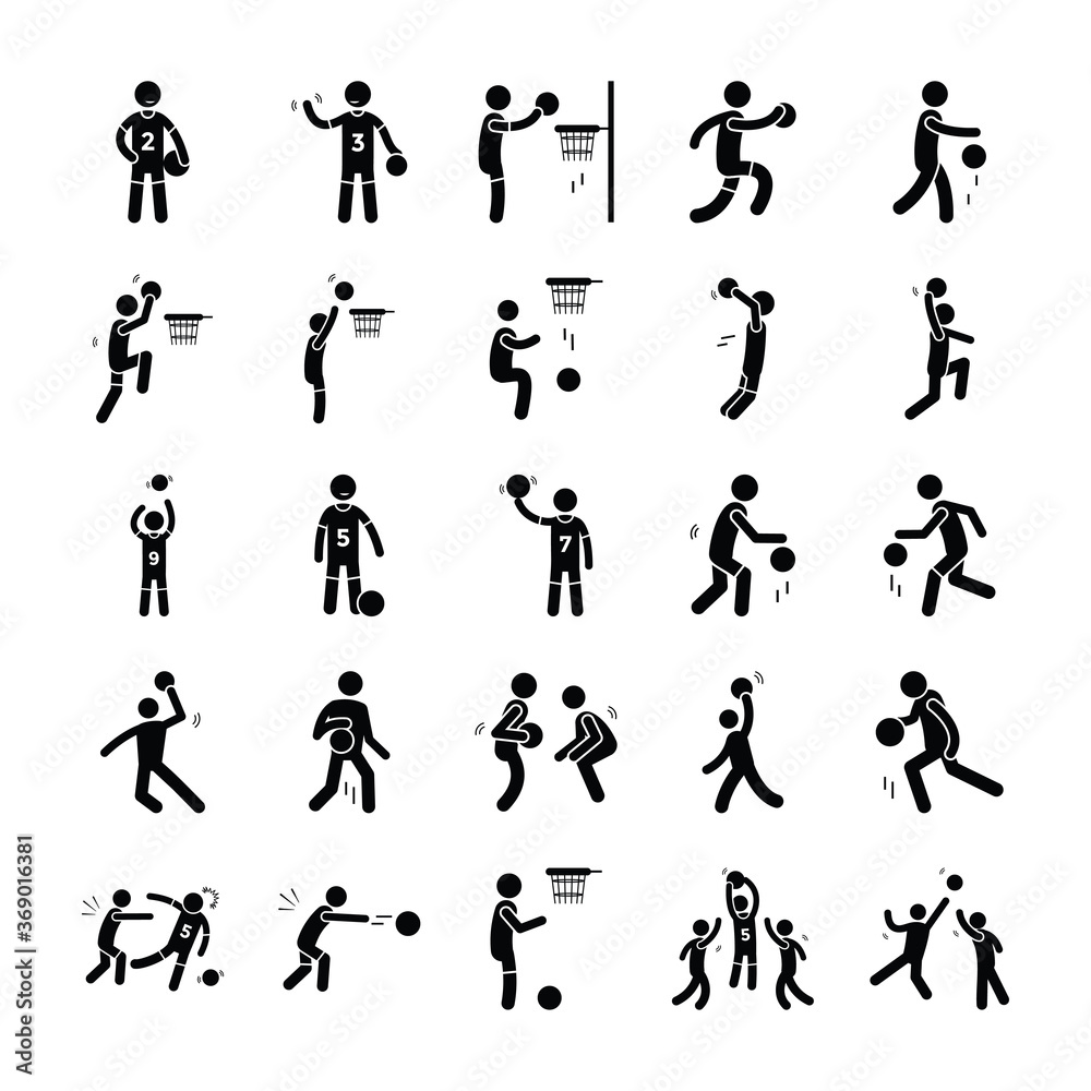 Naklejka premium Basketball Pictograms Set