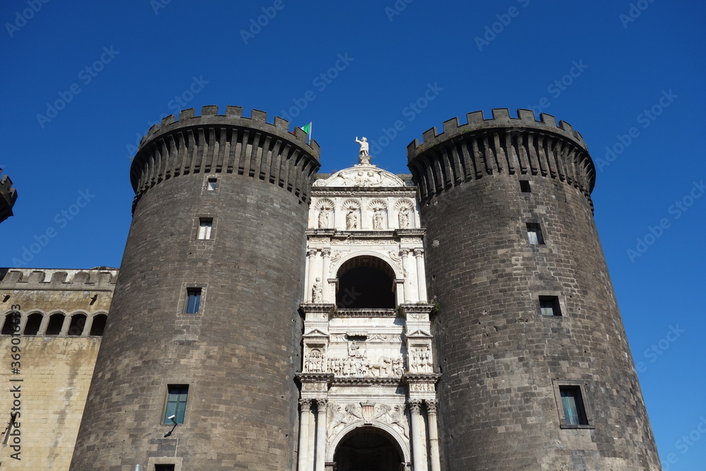 The Castel Nuovo or Maschio Angioino, a seat of medieval kings of Naples