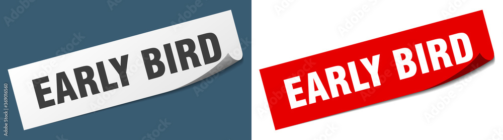 early bird paper peeler sign set. early bird sticker early bird paper peeler sign set. early bird sticker