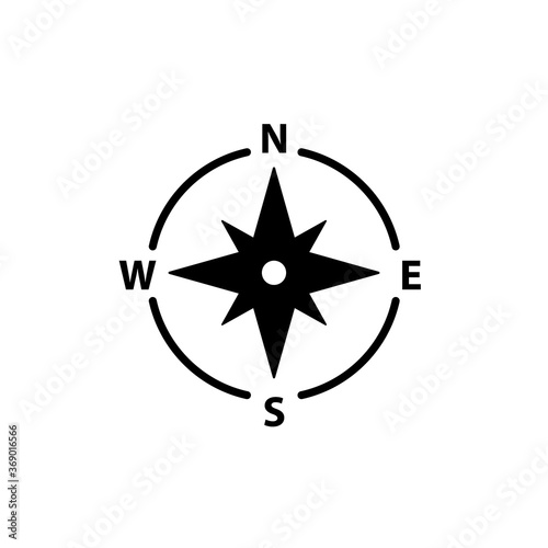 Compass logo icon. North vector arrow orienteering compass map gps navigator