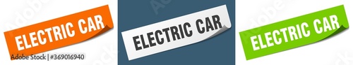 electric car paper peeler sign set. electric car sticker